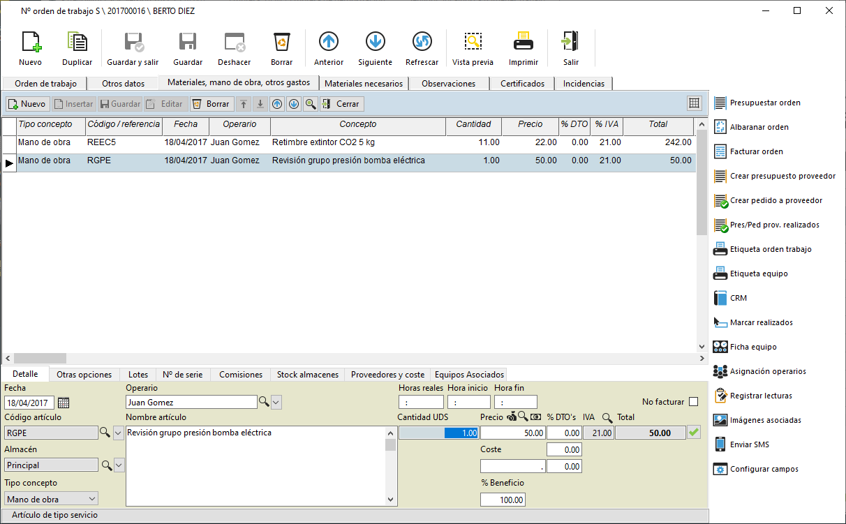 Software de mantenimiento de equipos e instalaciones