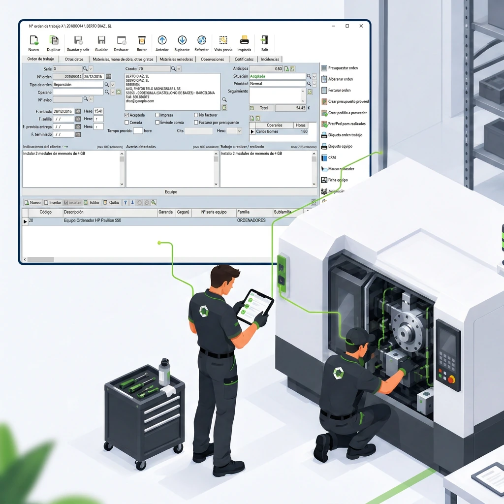 Software de servicio tecnico para maquinaria